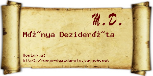 Mánya Dezideráta névjegykártya